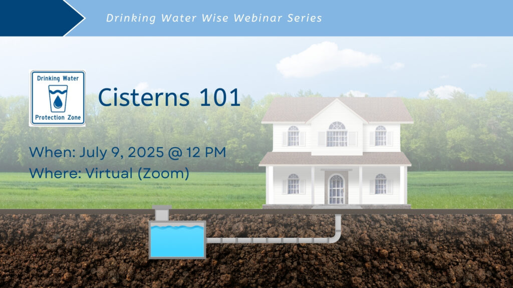 Banner advertising the upcoming July 9th webinar on Cisterns 101